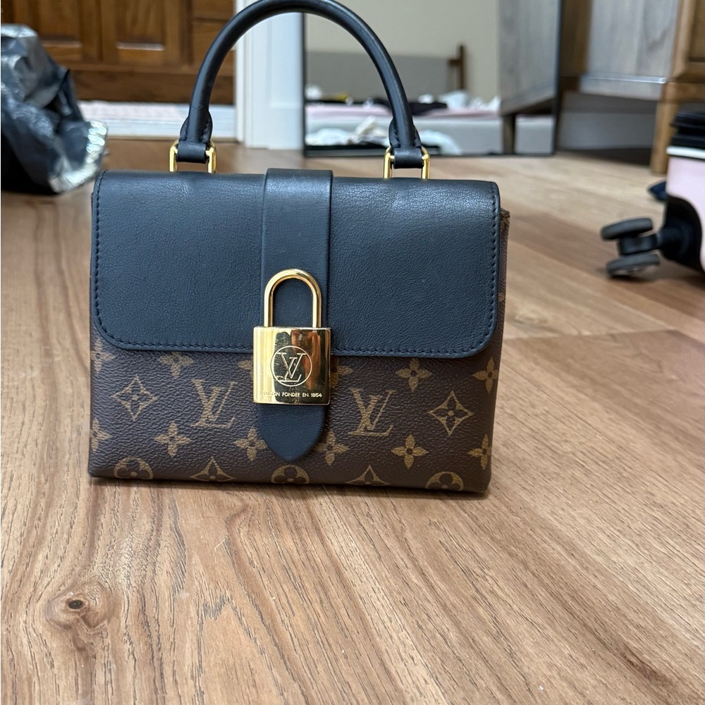 Louis Vuitton Black Satchel with Gold Clasp